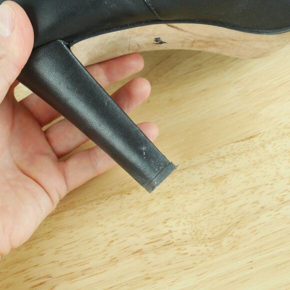 Stuart Weitzman Size 10 Ankle Boot Peep Toe Side Zip Black Bootie Leather Heels - Picture 8 of 14